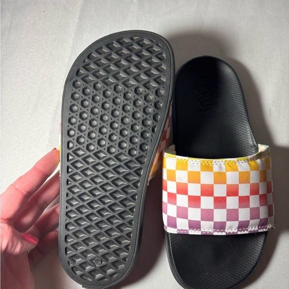 Kids size 2 vans slides shoes, #E769 - Picture 3 of 6